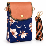 Floral Canvas and Cow Leather Crossbody Mobile Pouch