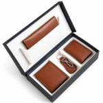 Four Piece Gift Set - Mustard Leather Wallet and Keyring