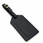 Handmade Premium Black Leather Luggage Tag Personalized Travel Identifier