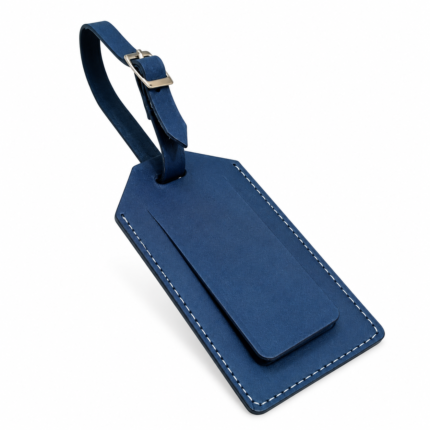 Handmade Premium Navy Leather Luggage Tag Personalized Travel Identifier