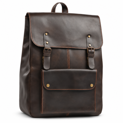 Leather Laptop Backpack  Dark Brown Travel Backpack for Men & Women | Full-Grain Cowhide