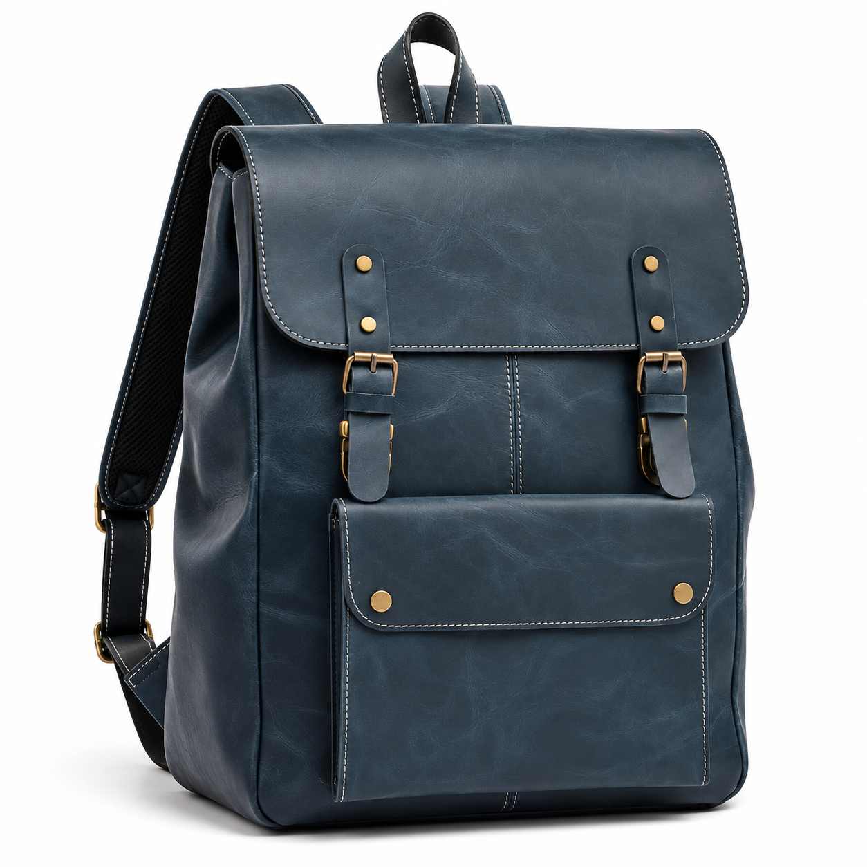 Leather Laptop Backpack Navy Blue Travel Backpack Leather Laptop Backpack Navy Blue Travel Backpack