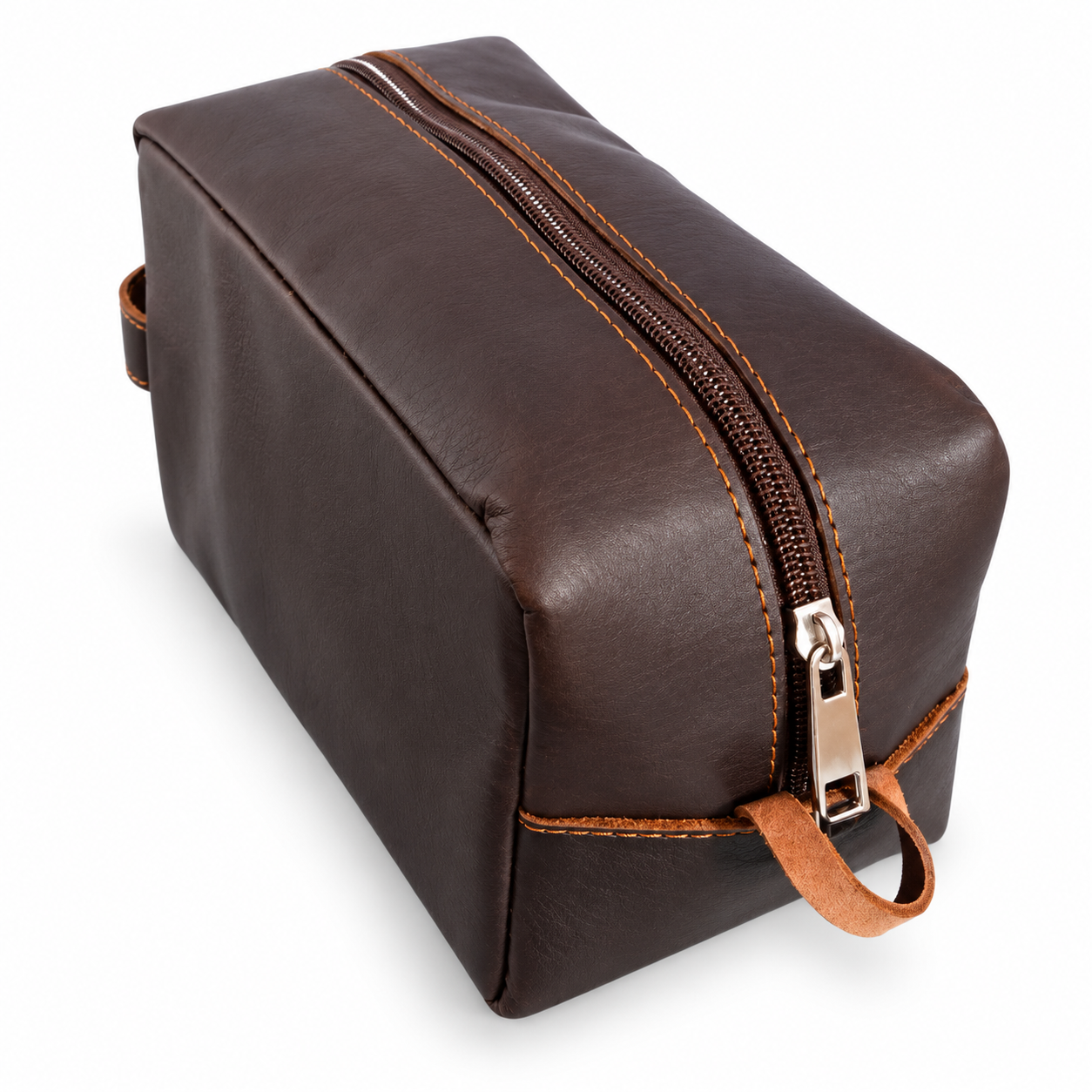 Leather Toiletry and cosmetic Bag Coffee Brown Cow Leather Travel Pouch Leather Toiletry and cosmetic Bag Coffee Brown Cow Leather Travel Pouch