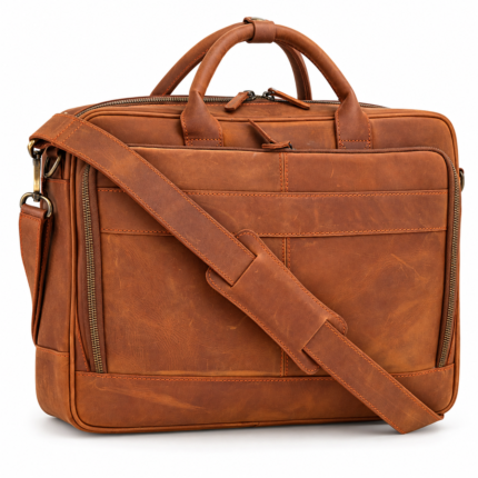 Light Brown Leather Laptop Bag  | 14"-16" Mustard Cowhide
