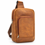Mustard Crazy Horse Leather Sling Crossbody Bag