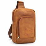 Mustard Crazy Horse Leather Sling Crossbody Bag