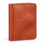 Mustard Leather Mini Wallet | Slim Card Holder with Magnetic Closure