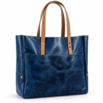 Navy Leather Carryall Tote Bag| Oil Pull-Up Cow Leather | Large Everyday Tote