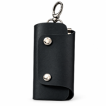 Navy Leather Key Pouch| Slim Pull-Up Key Pouch with 6 Hooks
