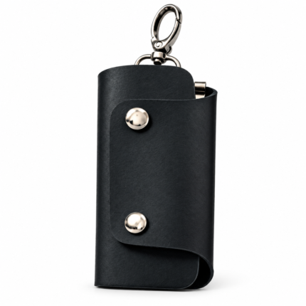Navy Leather Key Pouch| Slim Pull-Up Key Pouch with 6 Hooks