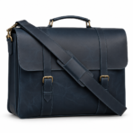 Navy Leather Messenger Bag 14 "15" & 16" Laptop Bag Matt Oil Pull-Up Cow Leather