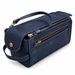 Navy Leather Toiletry Bag - Dopp Kit