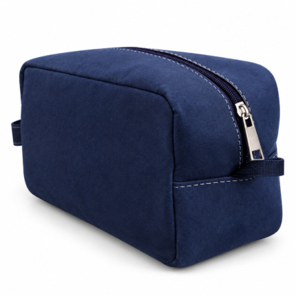 Navy Leather Toiletry Bag - Shaving Kit - Cosmetic Pouch