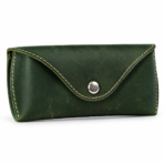 Olive Leather Eyeglass Case | Slim Crazy Horse Optical Cover