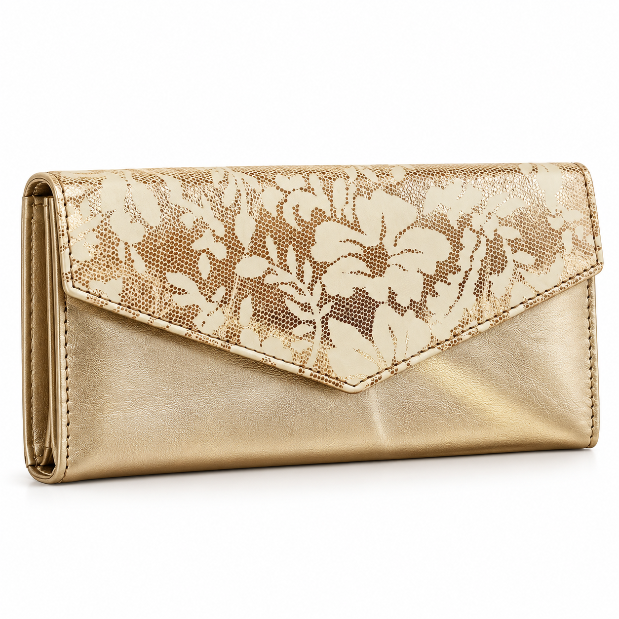 Pearl Leather Clutch Bag with Flower Printed Flap Pearl Leather Clutch Bag with Flower Printed Flap