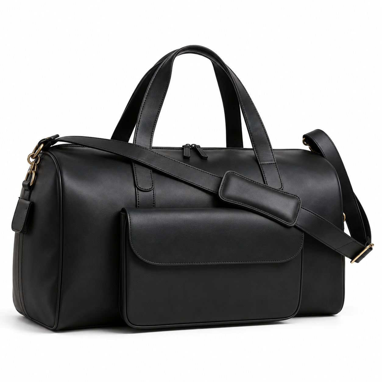 Premium Black Leather Duffel Weekender Travel Bag Premium Black Leather Duffel Weekender Travel Bag