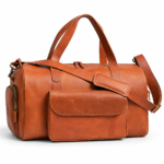 Premium Pull-Up Tan Leather Duffel Bag Weekender Travel Bag
