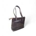 Cognac brown Crazy Horse Leather Tote Bag | Long Handle Women’s Handbag