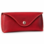 Ruby Leather Eyeglass Case | Slim Crazy Horse Optical Cover