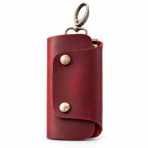 Ruby Leather Key Pouch | Slim Pull-Up Key Case with 6 Hooks
