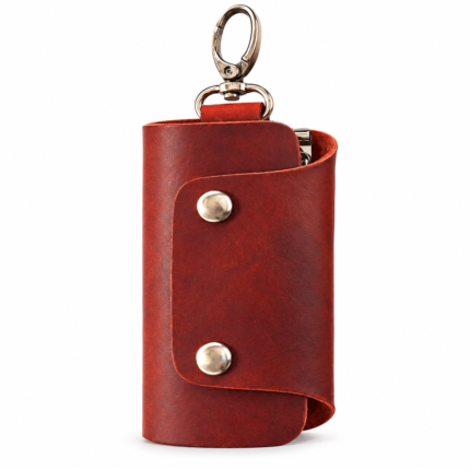 Rust Leather Key Pouch | Slim Pull-Up Key Pouch with 6 Hooks