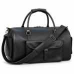 Softy Black Leather Duffel Bag Travel & Weekender Bag