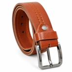 Tan Leather Casual Belt - Centre Stitched 40mm Wide