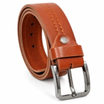 Tan Leather Casual Belt - Centre Stitched 40mm Wide