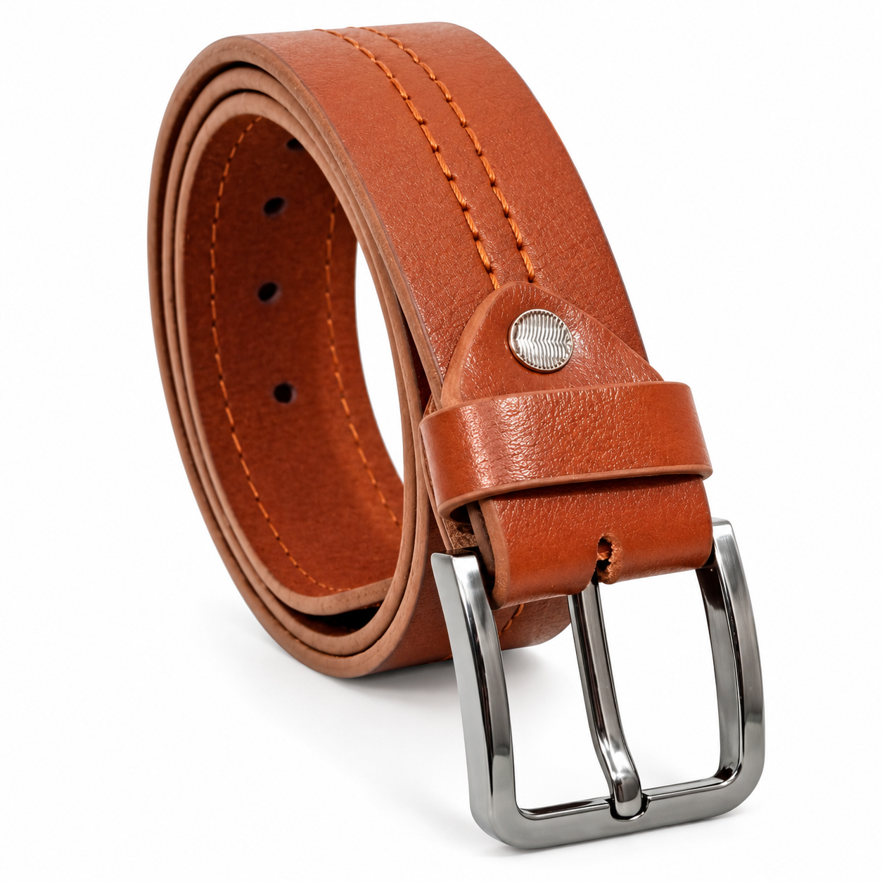 Tan Leather Casual Belt - Centre Stitched 40mm Wide Tan Leather Casual Belt - Centre Stitched 40mm Wide