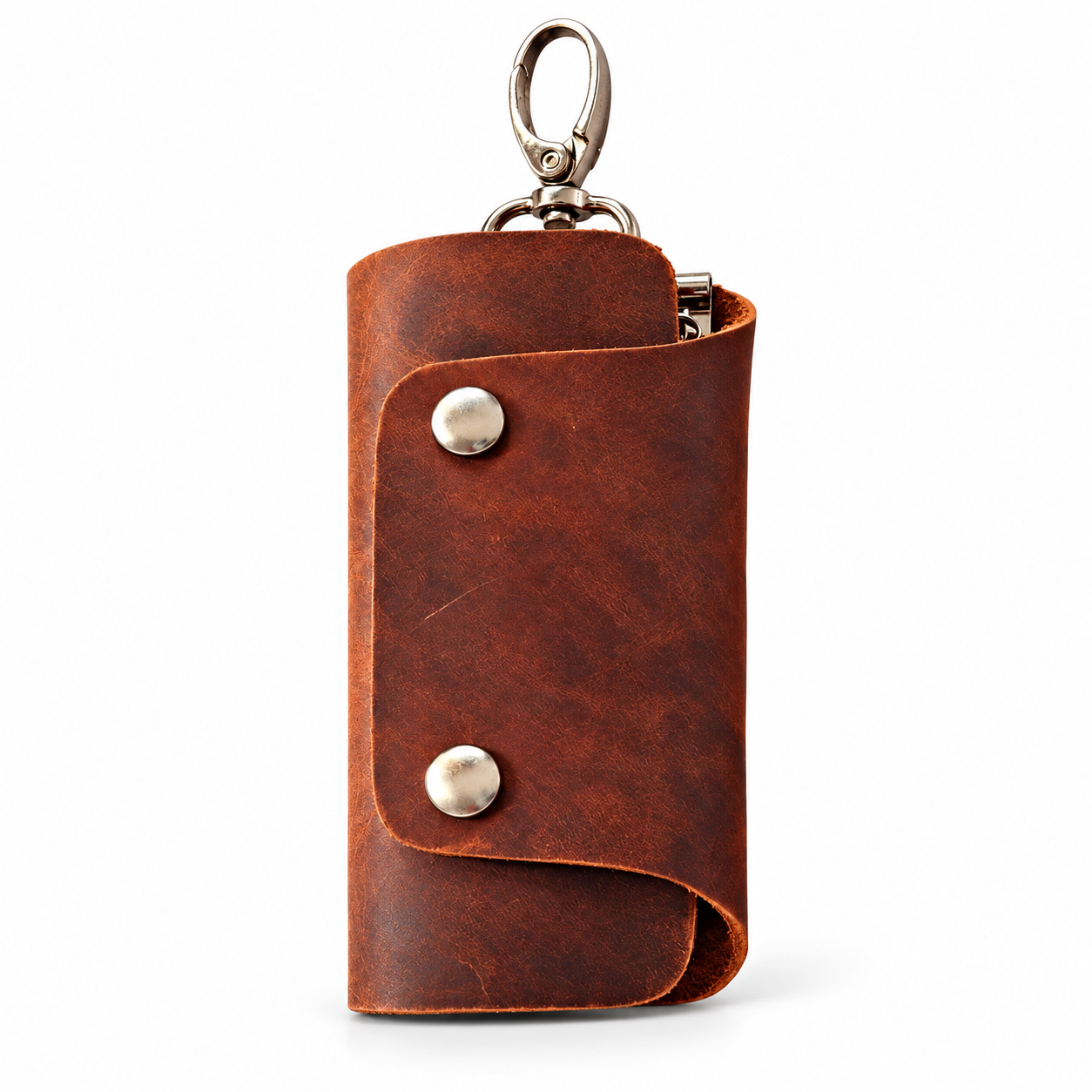 Tan Leather Key Pouch | Slim Pull-Up Key Pouch with 6 Hooks Tan Leather Key Pouch | Slim Pull-Up Key Pouch with 6 Hooks