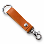 Tan Leather Keychain with Hanging Hook | Premium Key Holder Strap
