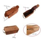 Leather Toiletry Bag Tan Travel & Shaving Dopp Kit