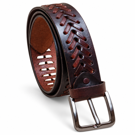Vintage Dark Brown belt Braided Belt Full Grain Buffalo Leather | 40mm Casual Men’s Belt