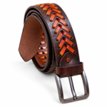 Vintage Tan Braided Leather Belt
