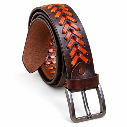 Vintage Tan Braided Leather Belt